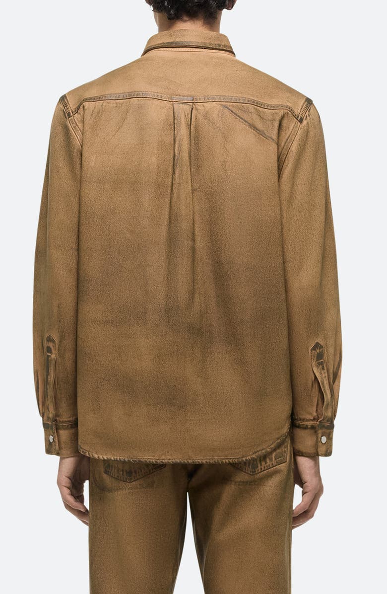 Helmut Lang Curved Organic Cotton Denim Snap-Up Shirt, Alternate, color, 