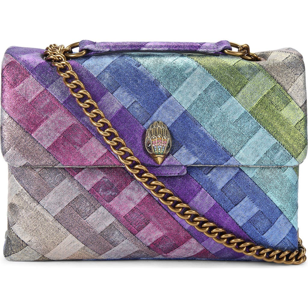 Kurt Geiger London Large Kensington Rainbow Denim Shoulder Bag In Multi