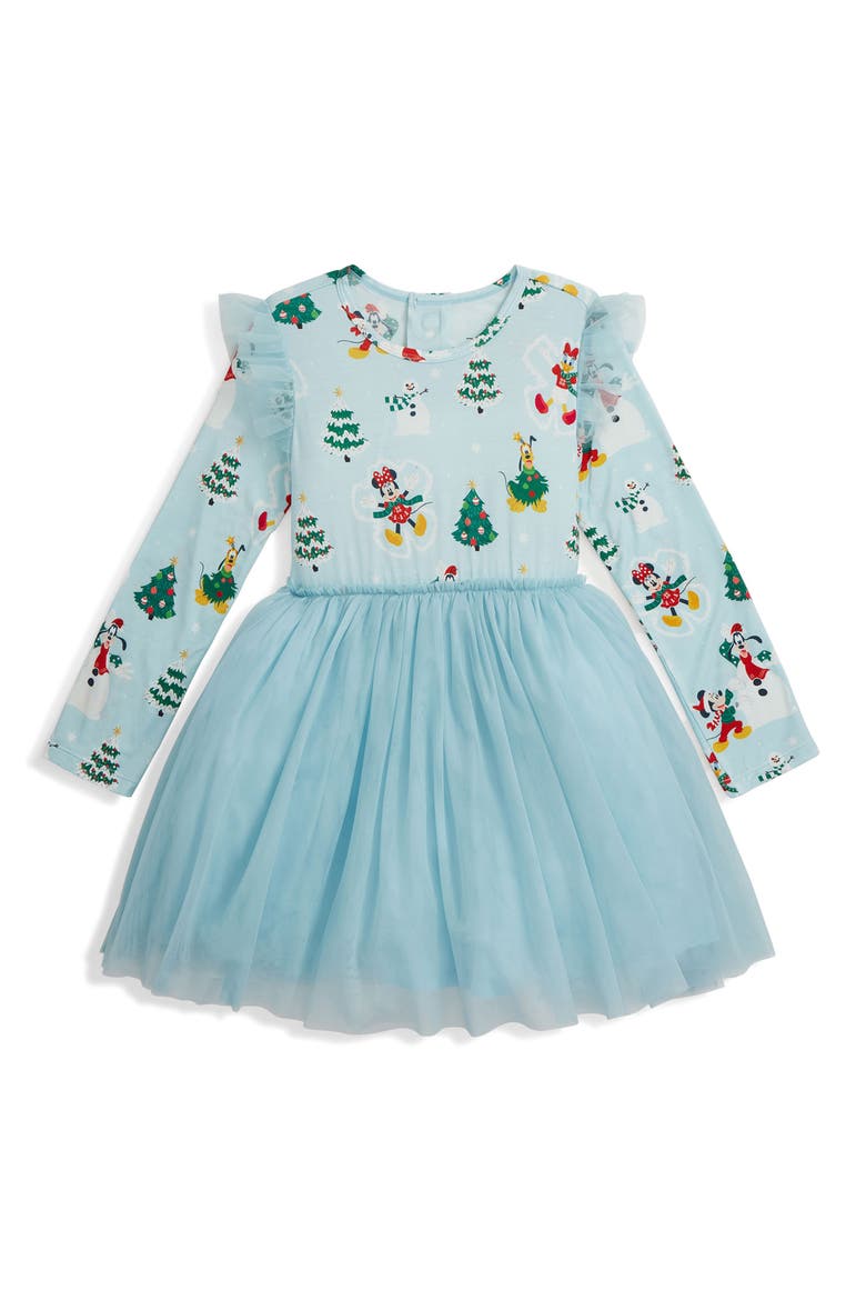Kids' Snow Excited Magnetic Long Sleeve Tulle Dress, Main, color, SNOWE