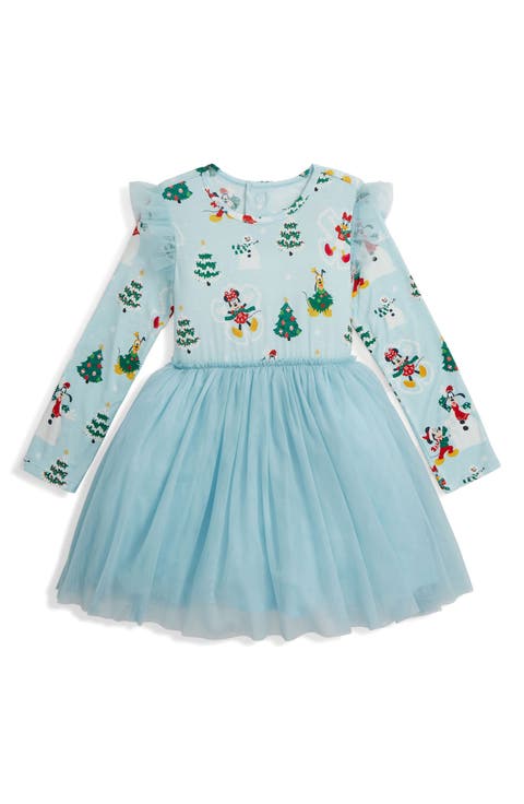 Kids' Snow Excited Magnetic Long Sleeve Tulle Dress