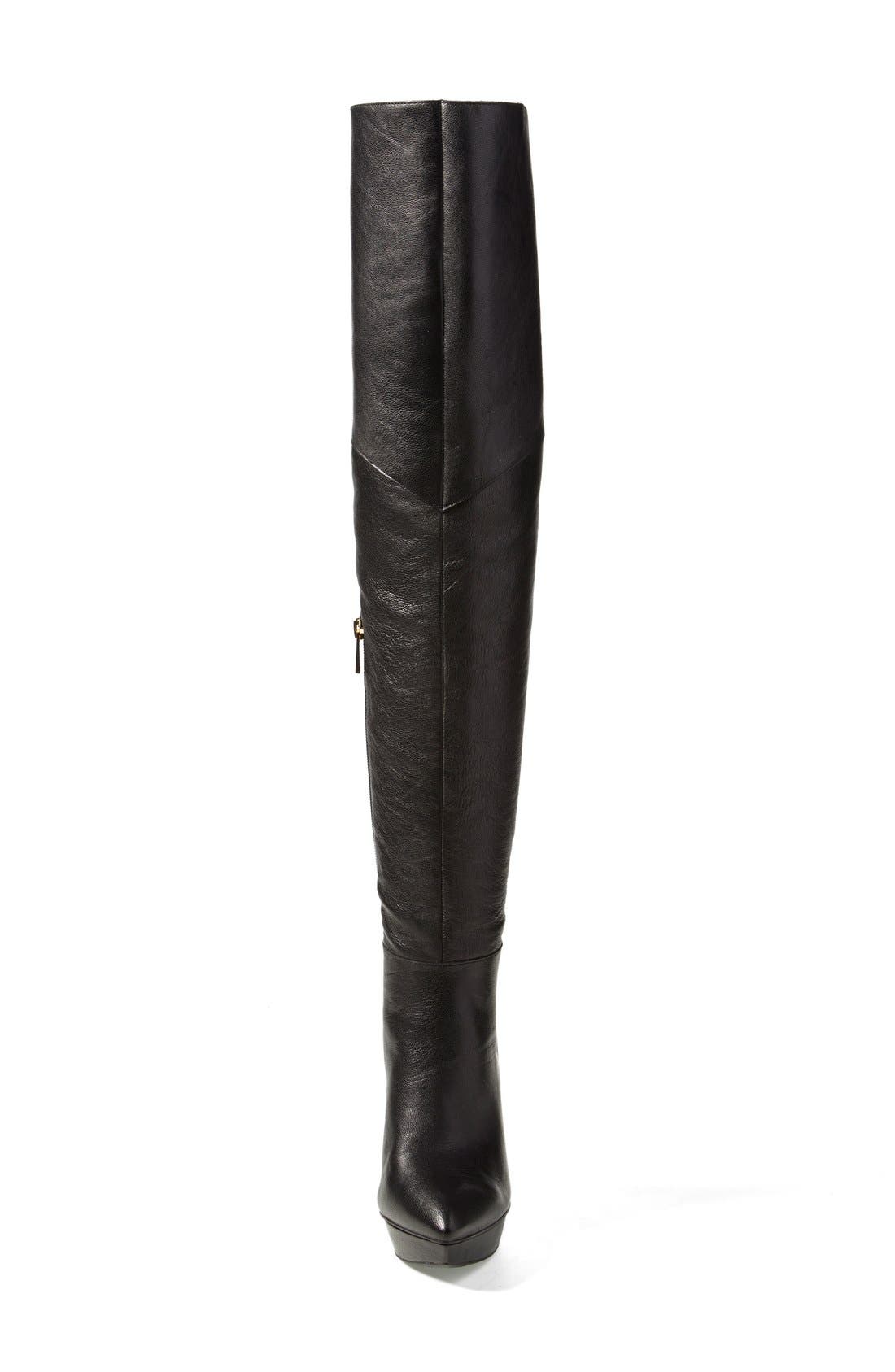 'Valentia' Over the Knee Platform Boot, Alternate, color, BLACK