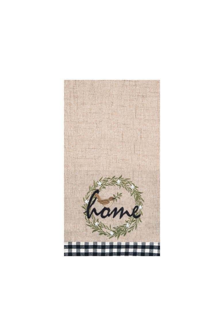 Wreathed Birds Home Kitchen Towel, Main, color, Blue