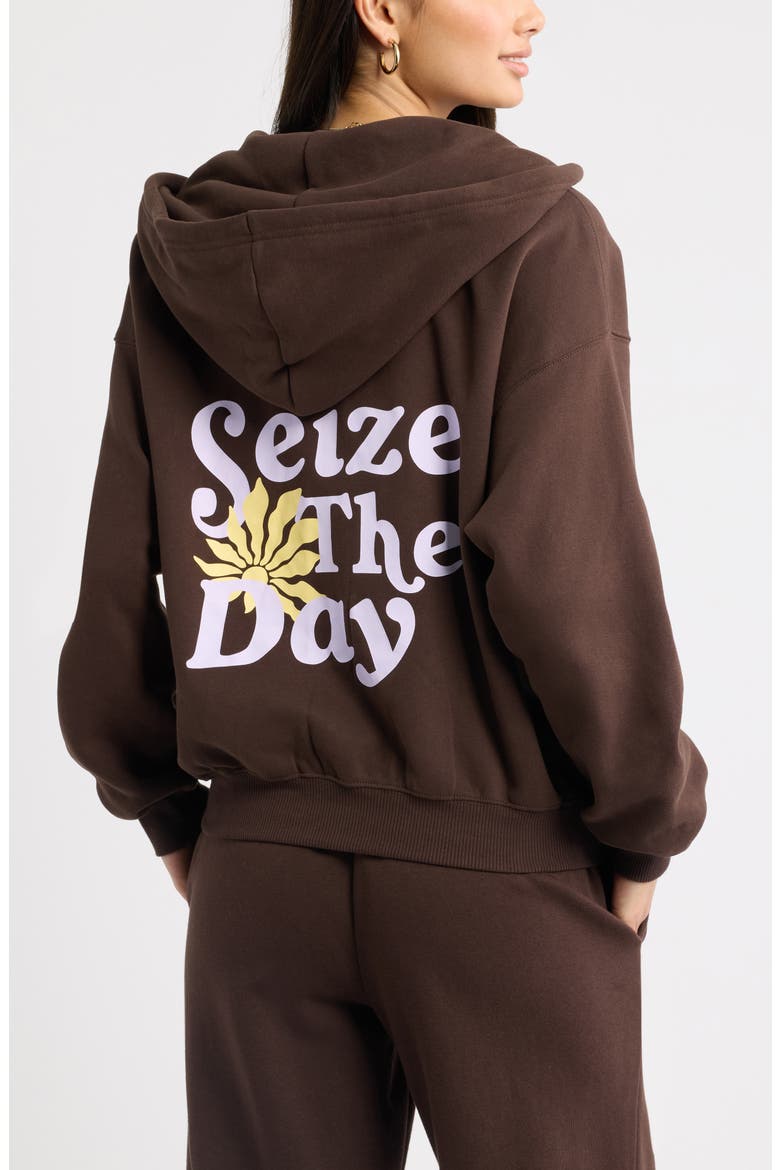 Graphic Full Zip Hoodie, Main, color, BROWN-PURPLE SEIZE THE DAY