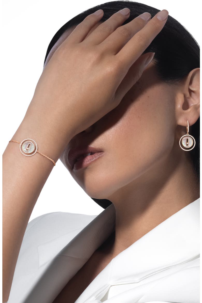Lucky Move Mother-of-Pearl & Diamond Pendant Bracelet, Alternate, color, PINK GOLD