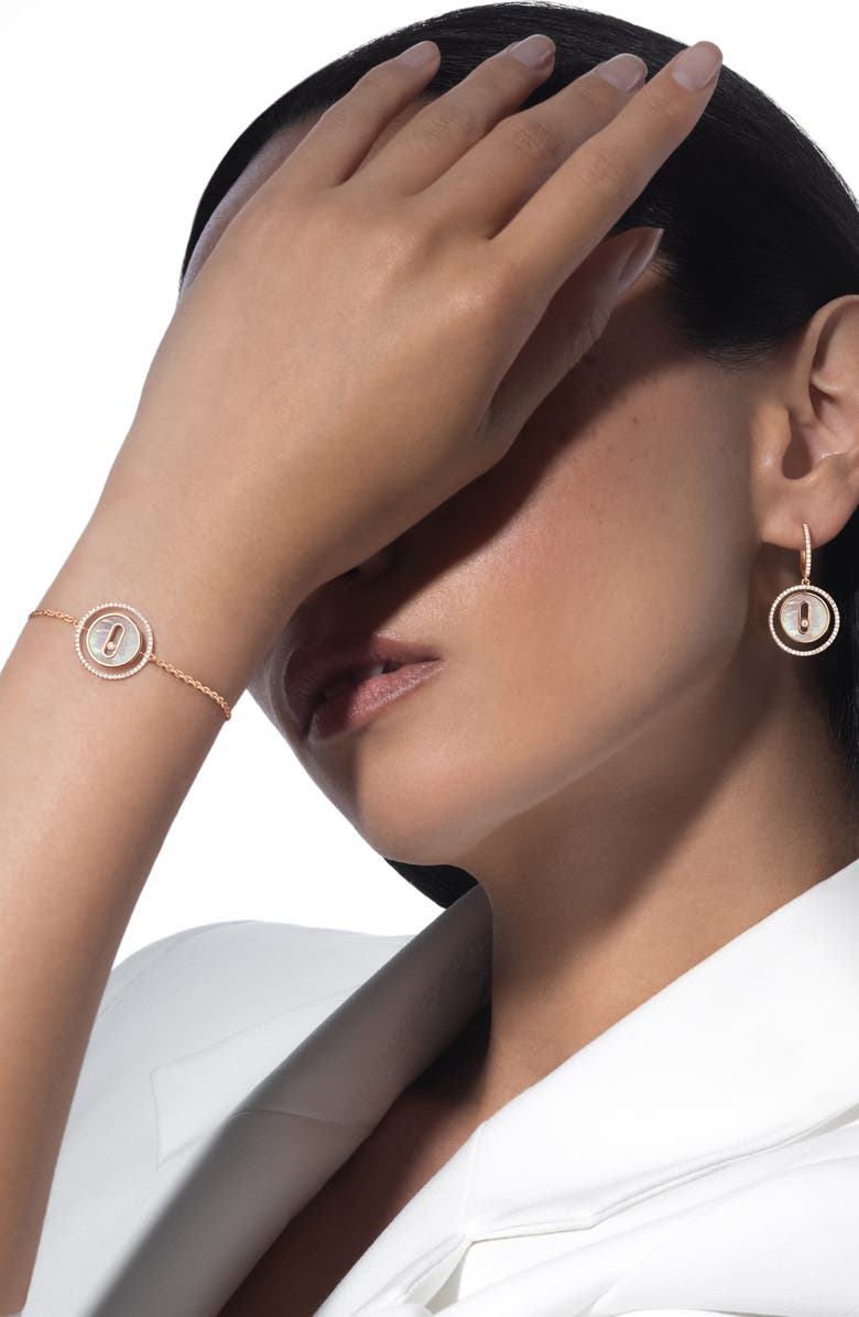 Messika Lucky Move Mother-of-Pearl & Diamond Pendant Bracelet, Alternate, color, Pink Gold