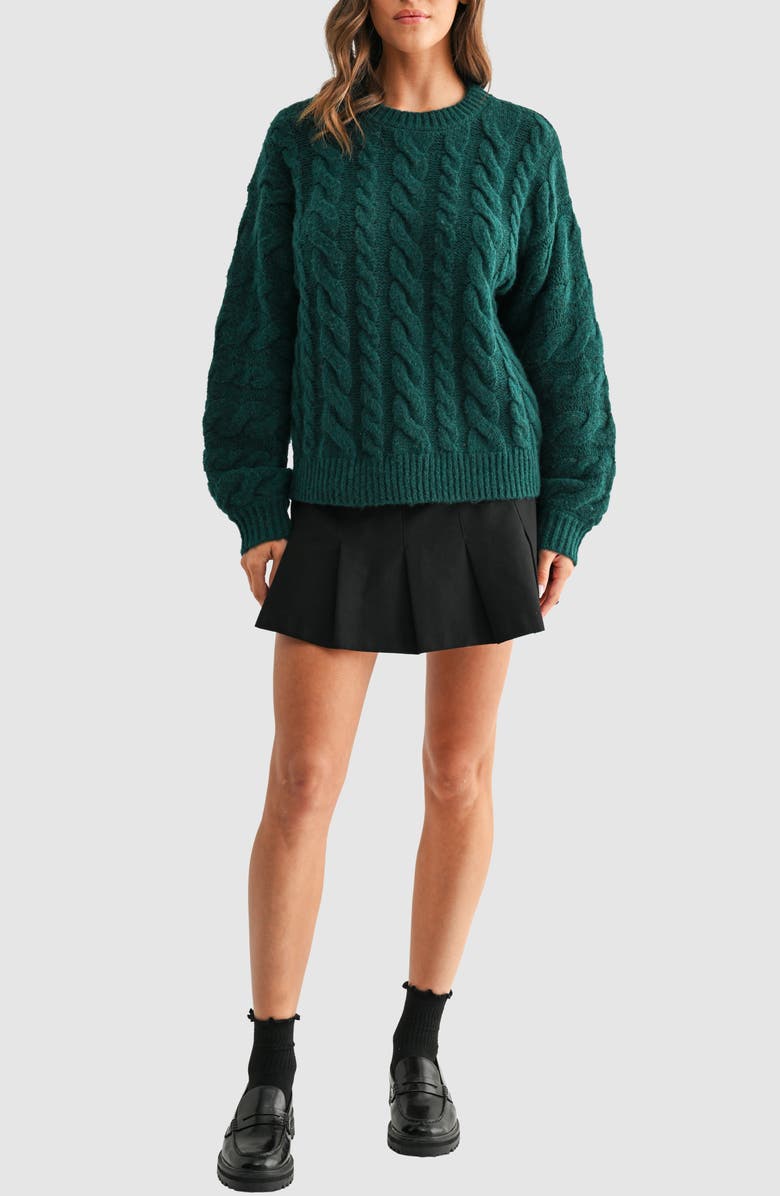 All in Favor Oversize Cable Knit Sweater, Alternate, color, Hunter Green