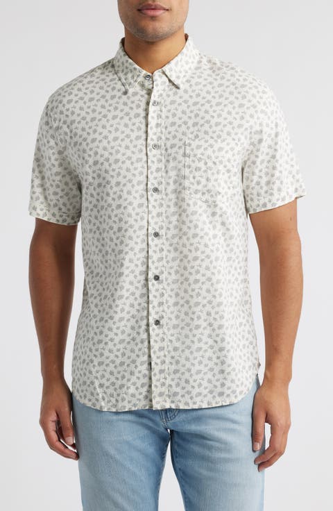 Carson Short Sleeve Stretch Linen Blend Button-Up Shirt