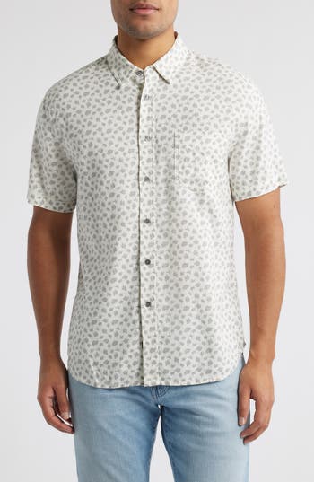Rails Carson Short Sleeve Stretch Linen Blend Button-up Shirt In White