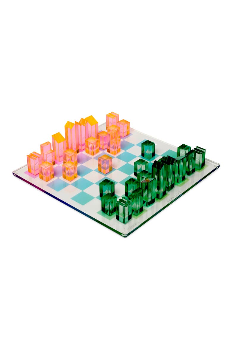 Lucite® 2-In-1 Chess & Checkers Set, Alternate, color, SHERBET