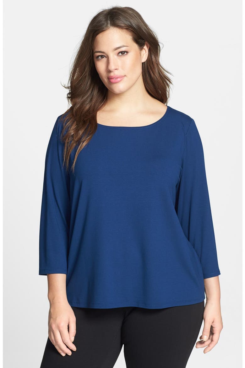 Ballet Neck Jersey Tee, Main, color, BLUE BONNET
