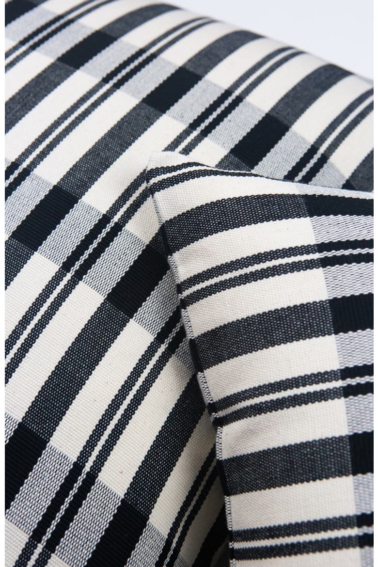 Cecilia Black and Ivory Plaid Square Handwoven Cotton Throw Pillow, Alternate, color, Black