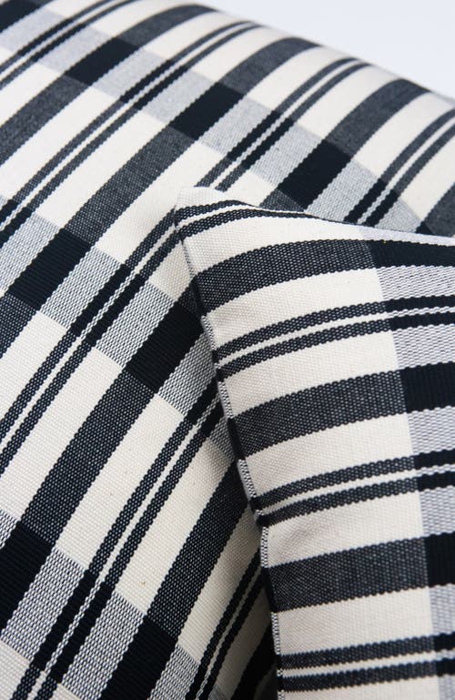 Archive New York Cecilia Black And Ivory Plaid Square Handwoven Cotton Throw Pillow In Black
