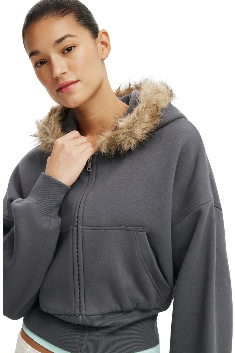 Women's Oversized Zip Through Hoodie, Alternate, color, Moonlight Shadow Faux Fur