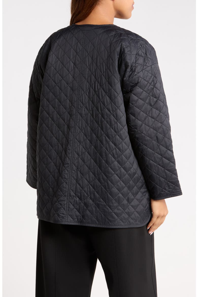 ROUND NECK QUILTED SHORT COAT, Alternate, color, BLACK