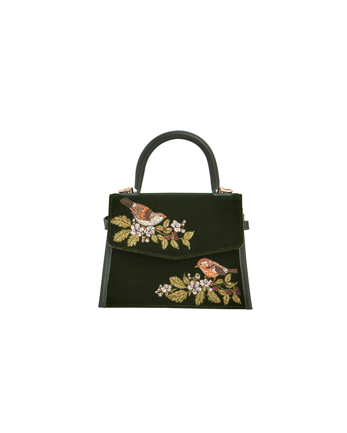 Eliza Wren Velvet Embroidered Top Handle Purse, Main, color, Dark Green