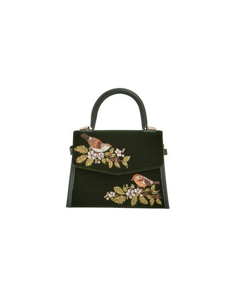 Eliza Wren Velvet Embroidered Top Handle Purse