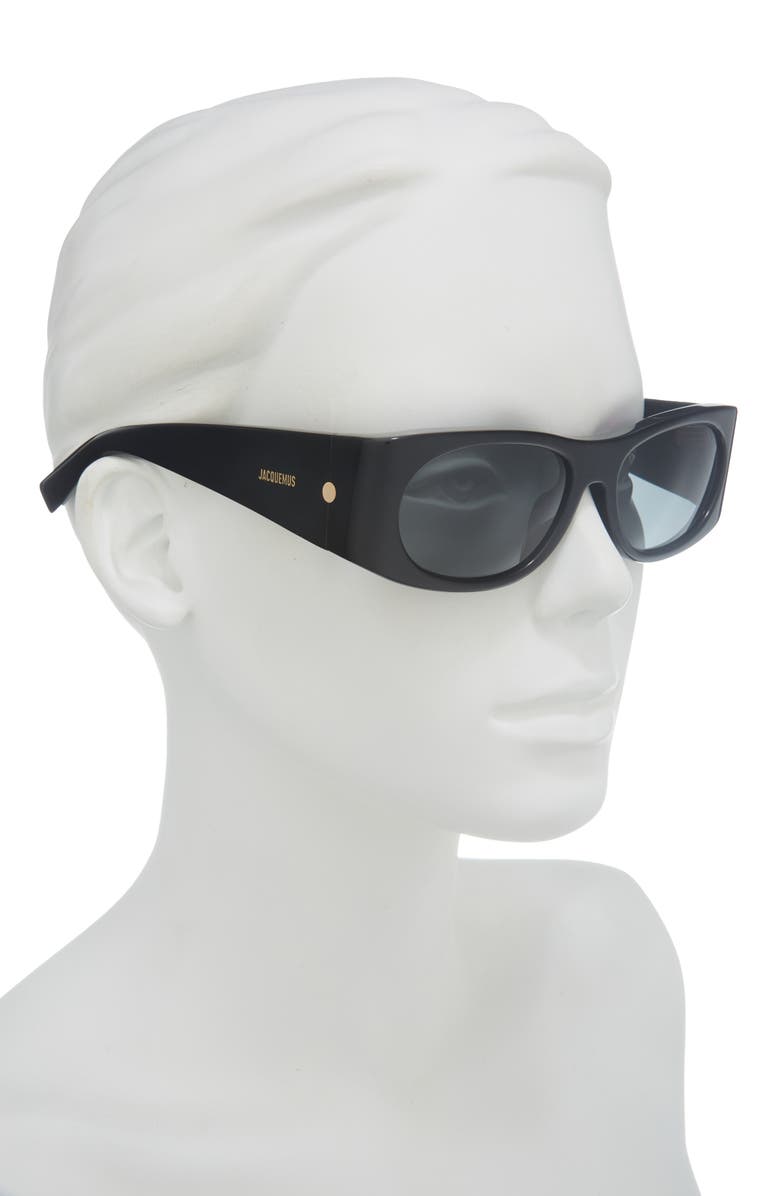 Jacquemus The Pilota Sunglasses, Alternate, color, Black/ Light Gold/ Grey