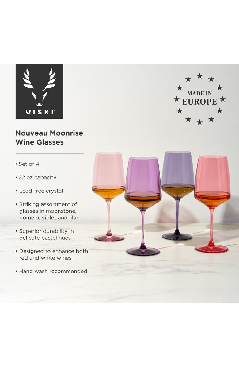 Viski Reserve Nouveau Crystal Wine Glasses Set of 4, Alternate, color, Moonrise