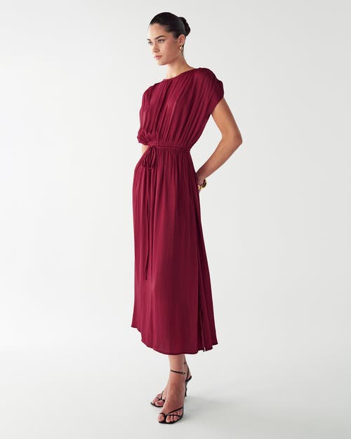 Willa Carol Tucked Dress In Burgundy