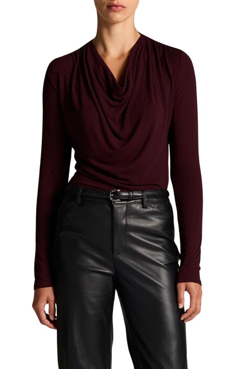 Cowl Neck Long Sleeve Top