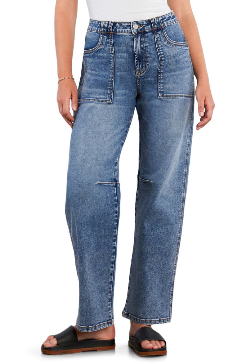 Patch Pocket Straight Leg Jeans, Main, color, COUNTRY BLUE