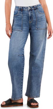 HINT OF BLU Patch Pocket Straight Leg Jeans