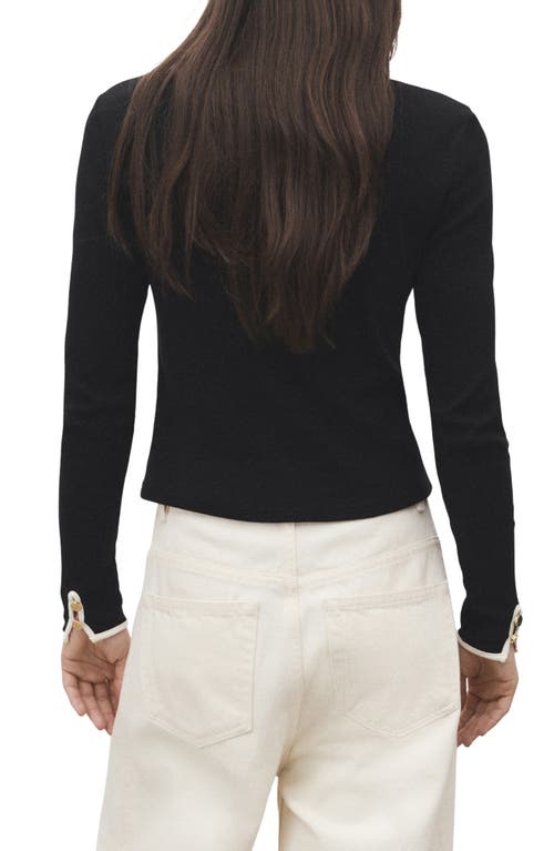 Mango Porta Stripe Cotton Long Sleeve T-shirt In Black