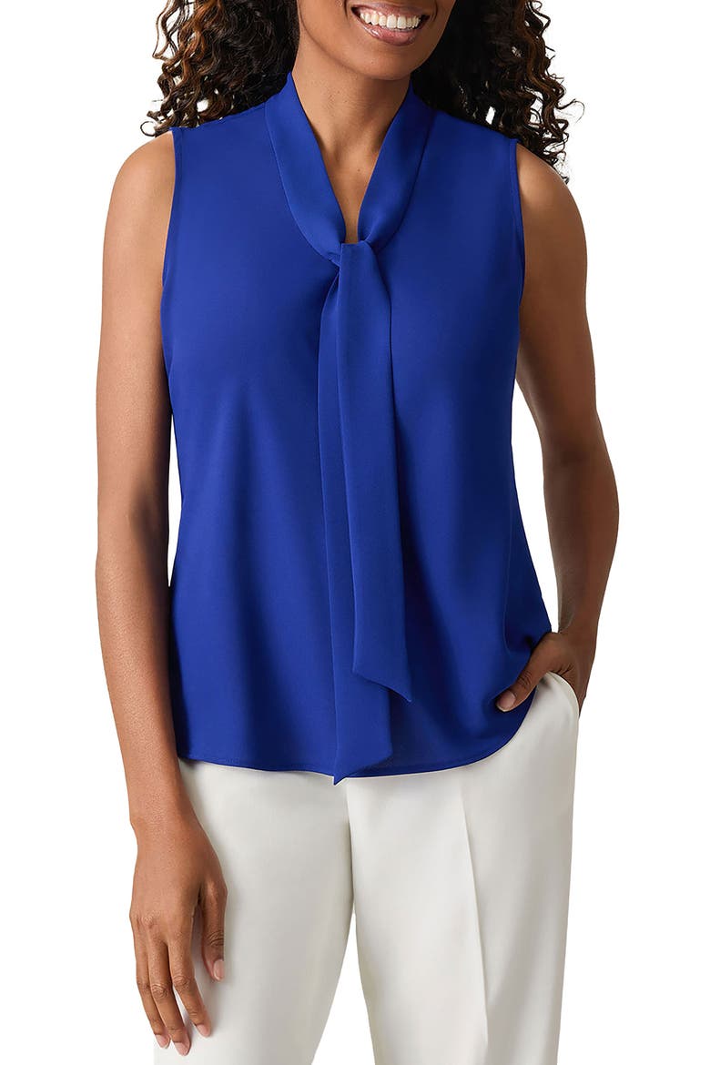 Sleeveless Tie Front Top, Main, color, ROYAL