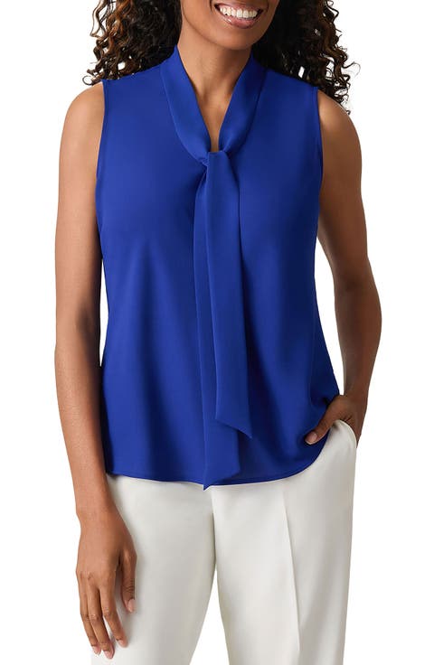 Sleeveless Tie Front Top (Regular & Petite)