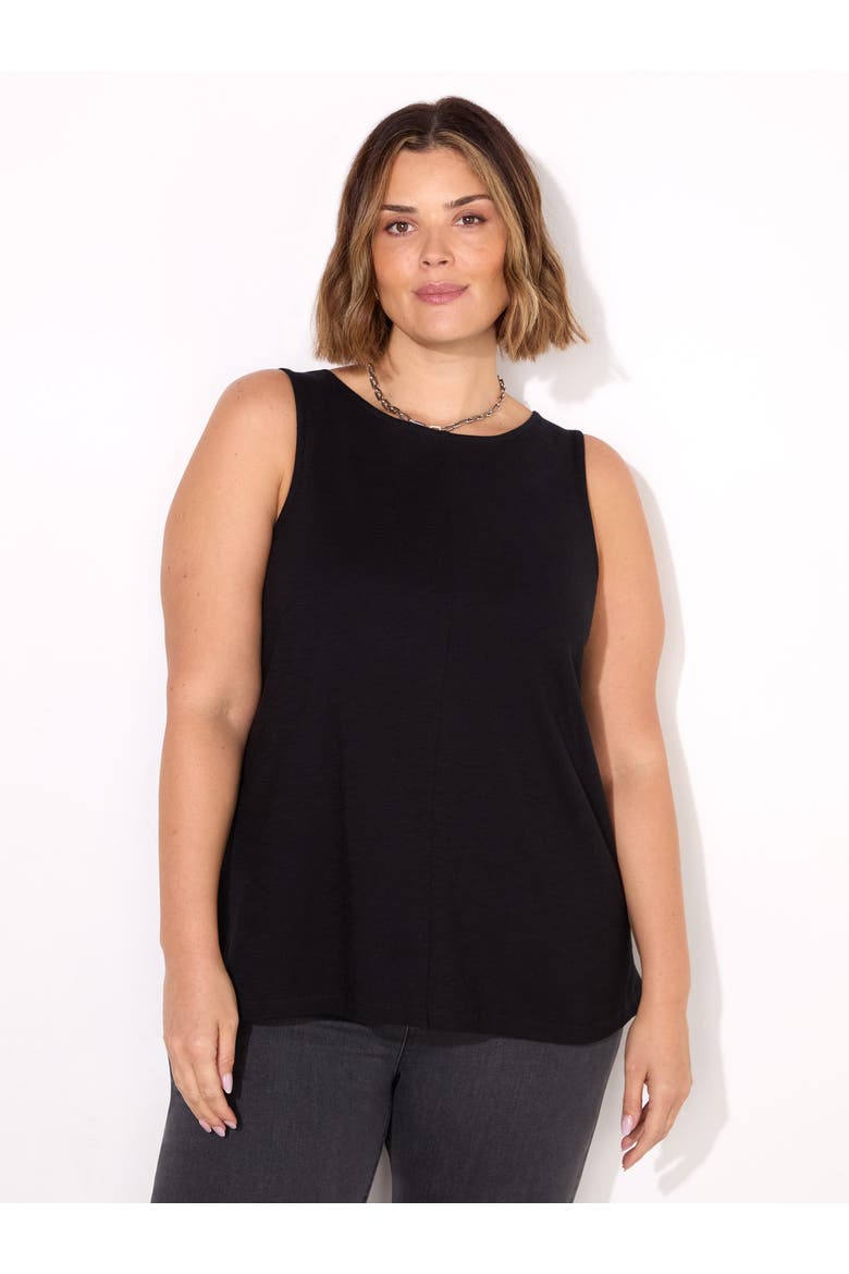 Round Cotton Slub Neck Vest, Main, color, Black