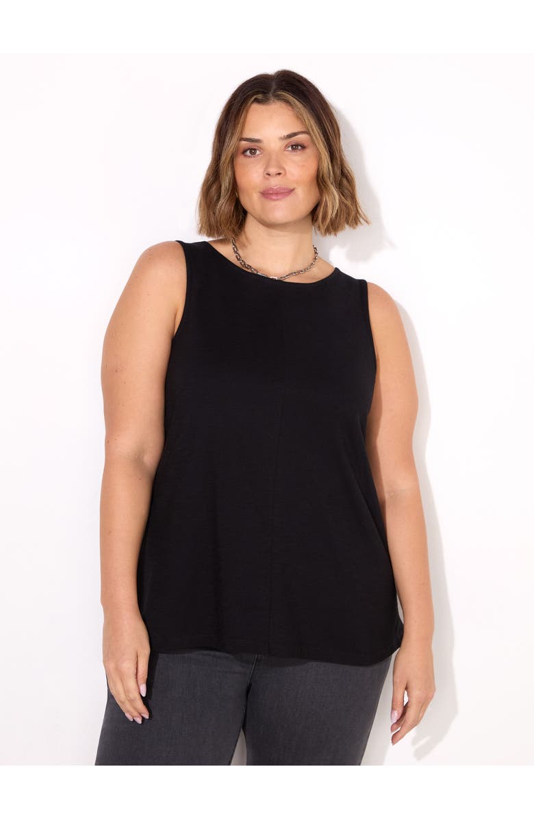 Live Unlimited Round Cotton Slub Neck Vest, Main, color, Black