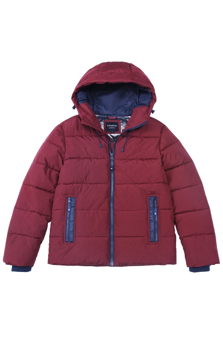 Rokka&Rolla Heavyweight Thermal Heat Puffer Jacket, Alternate, color, Burgundy