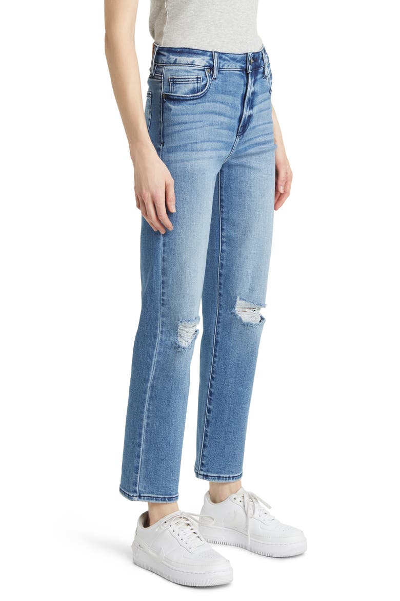 Distressed Straight Leg Jeans, Alternate, color, MEDIUM DARK WASH