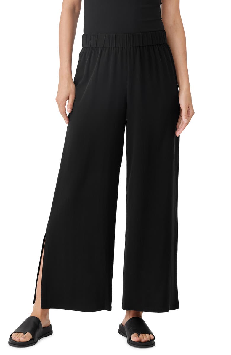 Eileen Fisher Silk Georgette Crepe Ankle Straight Leg Pants, Main, color, 