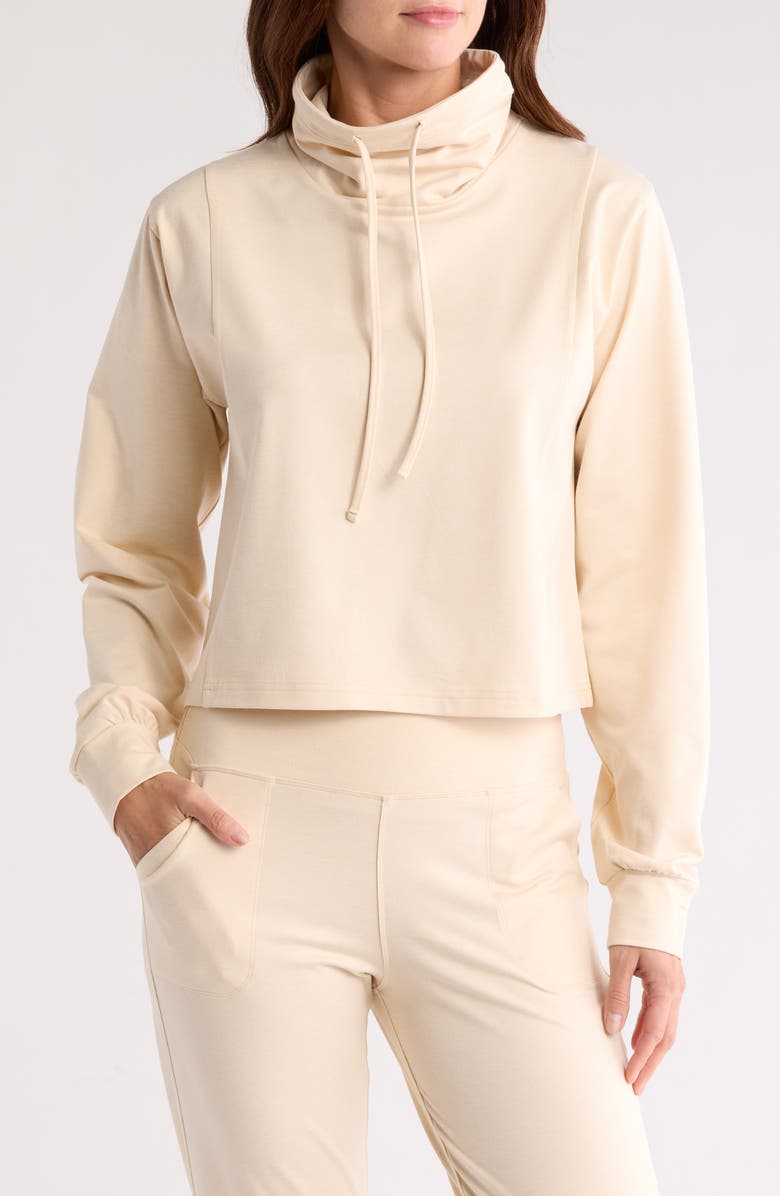 X by Gottex Funnel Neck Heather Top, Main, color, Cream