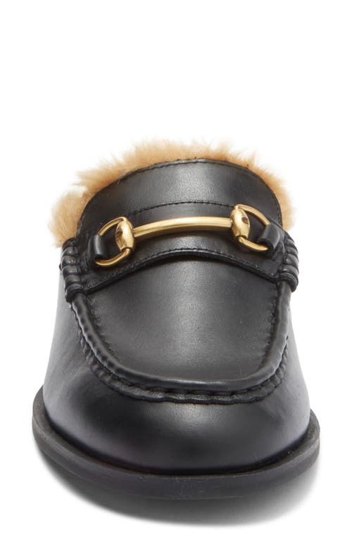 Steve Madden Milah Horsebit Faux Fur Lined Mule In Black