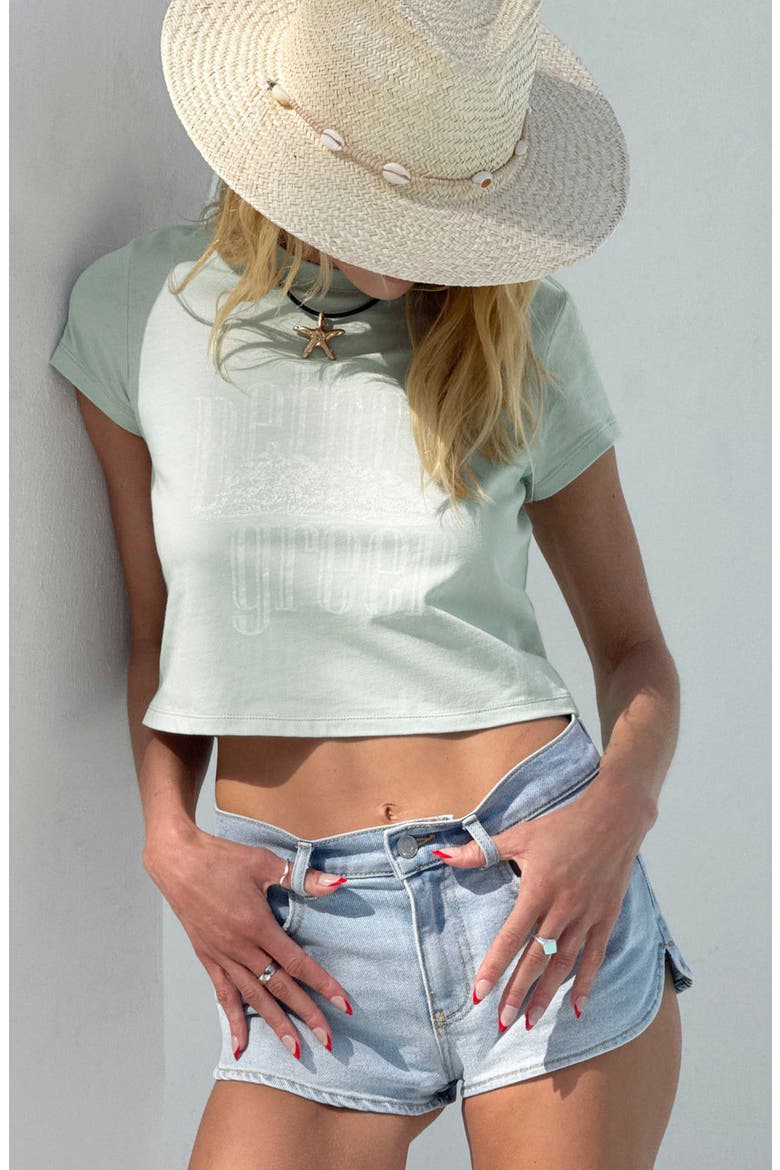 Cheeky Low Rise Denim Shorts, Alternate, color, MED WASH