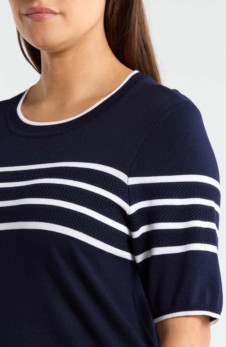Liverpool Short Sleeve Crewneck Sweater, Alternate, color, Navy/ White Stripe