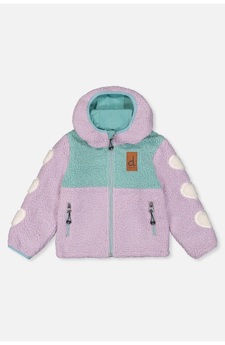 Deux par Deux Reversible Mid-Season Fleece Heart Sleeve Hooded Jacket, Alternate, color,