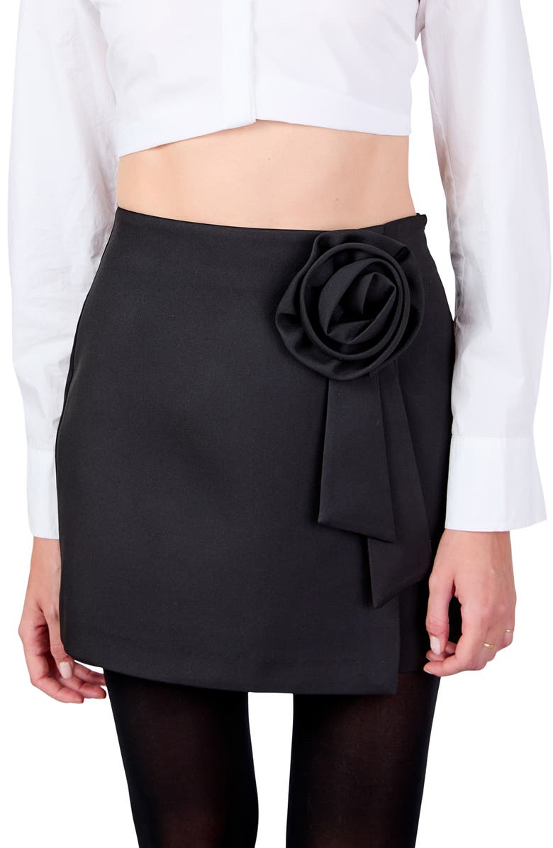 Rosette Faux Wrap Miniskirt