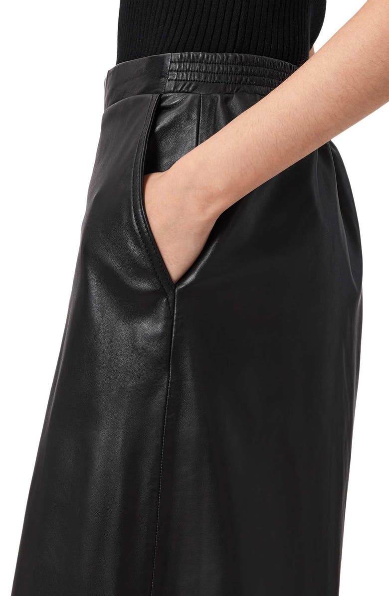 AllSaints Etta Barrel Leg Leather Pants, Alternate, color, Black