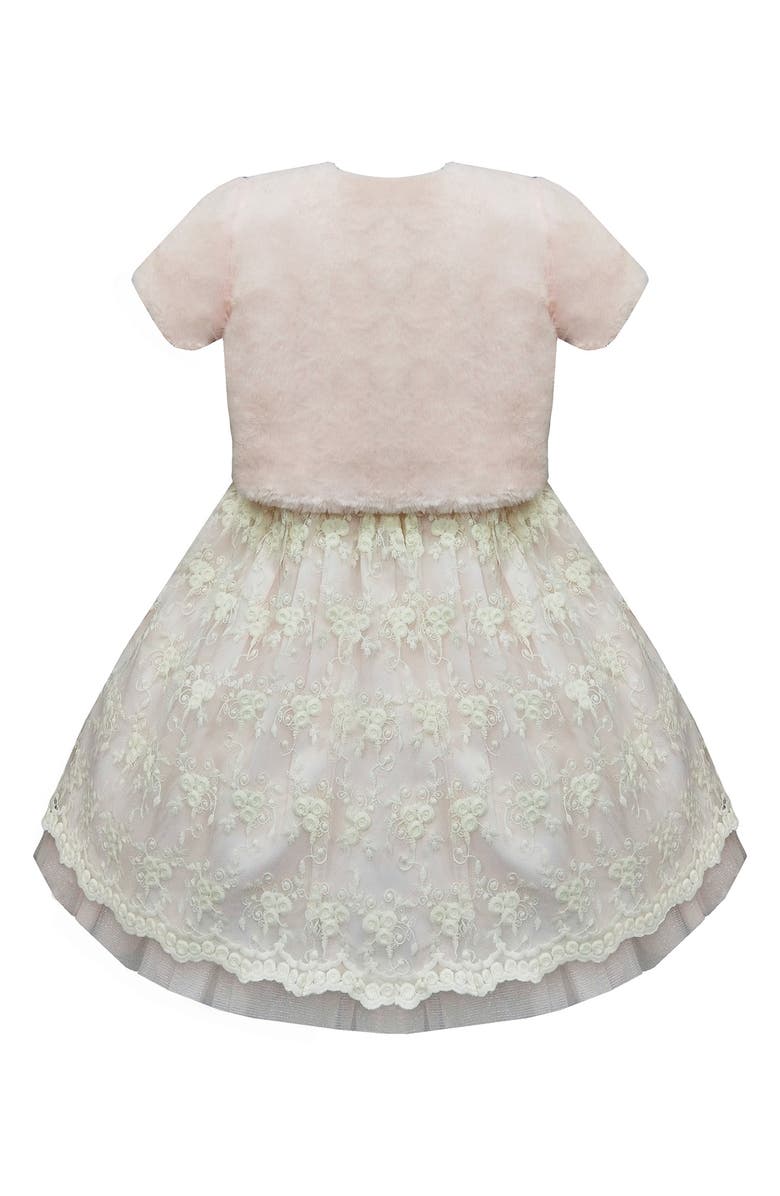 AMERICAN PRINCESS Kids' Flower Embroidered Dress & Faux Fur Bolero Jacket, Alternate, color, Ivory