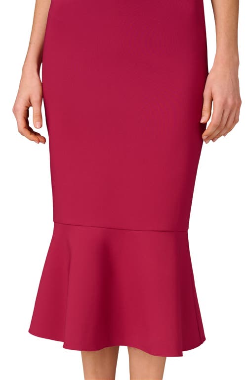 Aidan Mattox One-shoulder Stretch Crepe Cocktail Midi Dress In Red