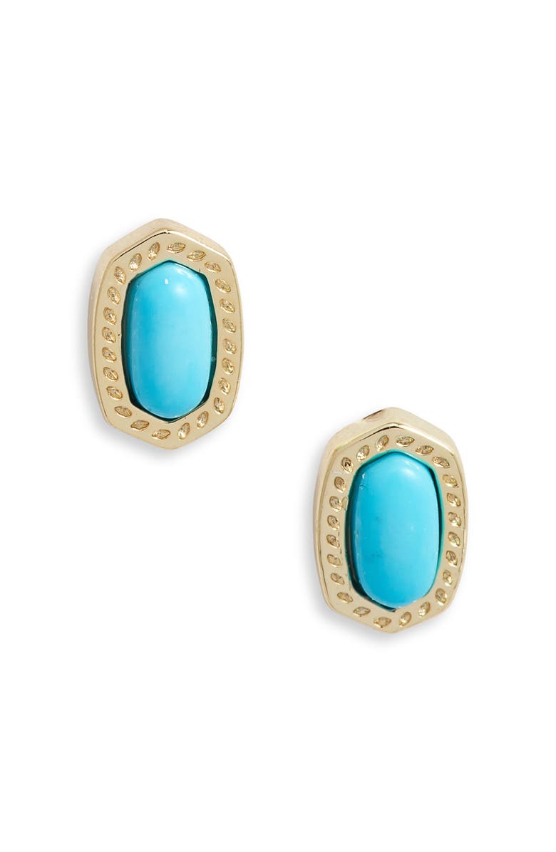 Kendra Scott Ellie Mini Stud Earrings, Main, color, Gold Turquoise