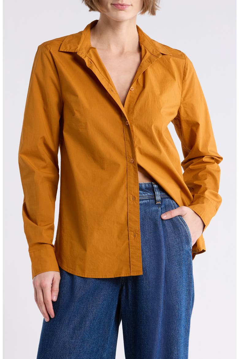 Classic Long Sleeve Button-Up Shirt, Main, color, CARAMEL