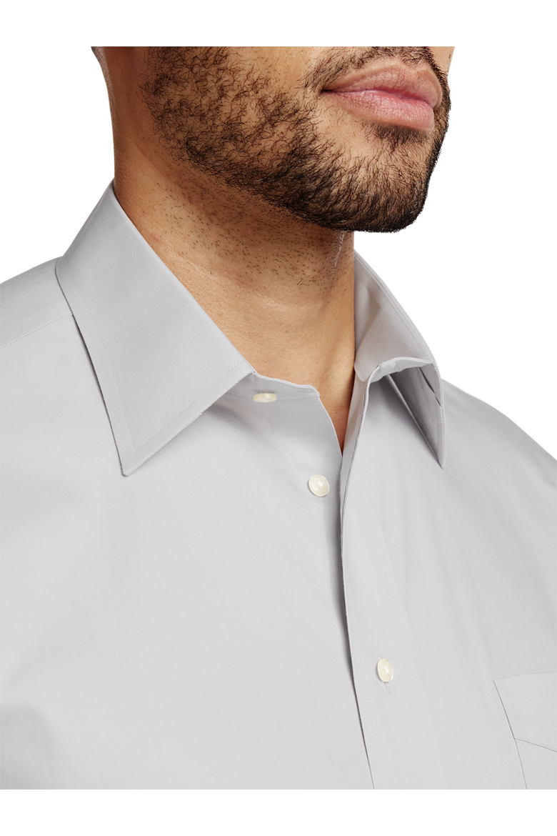 Non-iron Cotton Pinpoint Solid Point Collar Dress Shirt, Alternate, color, Grey