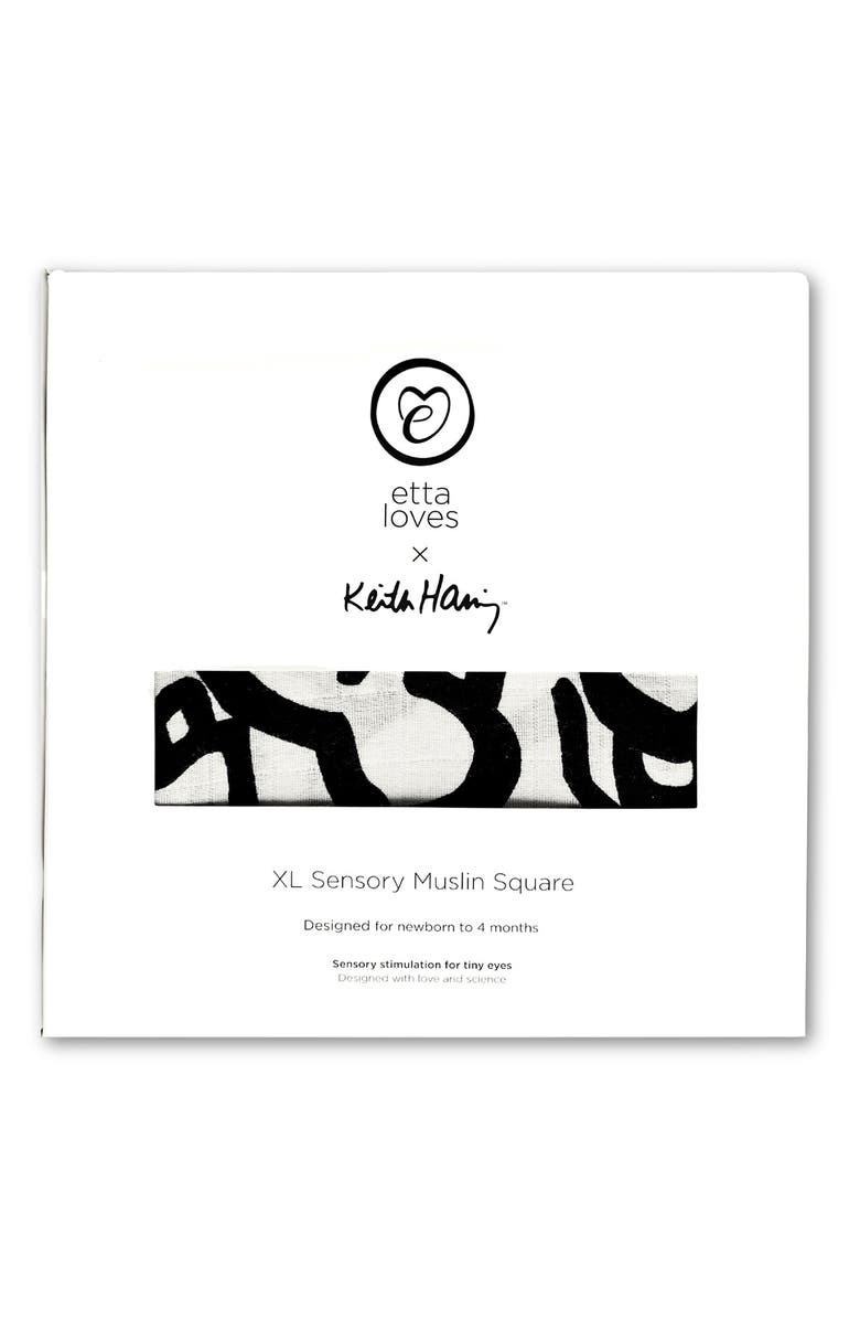 ETTA LOVES x Keith Haring XL Sensory Organic Cotton Muslin Blanket, Alternate, color, Kh Print Baby