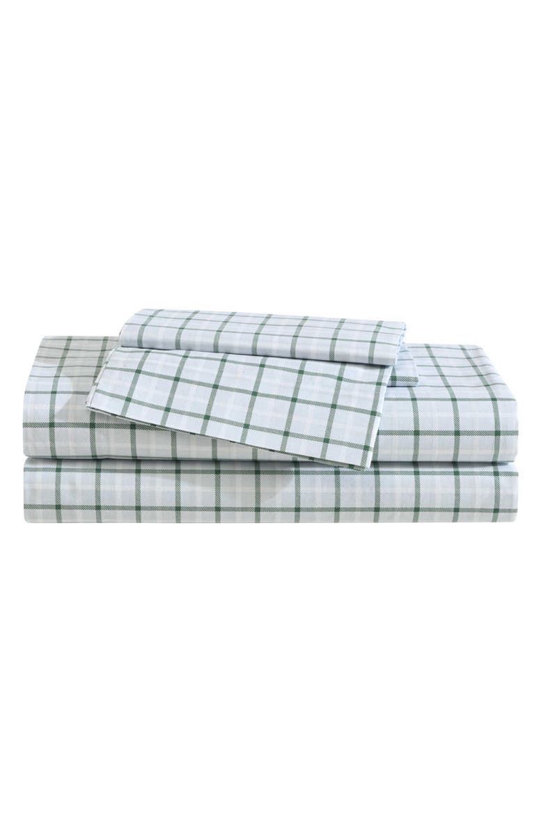 Eddie Bauer Classic Tattersall Plaid Sheet Set, Main, color, Grey/ White/ Green