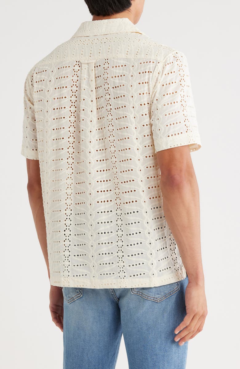 FOR THE REPUBLIC Open Stitch Camp Shirt, Alternate, color, Ivory