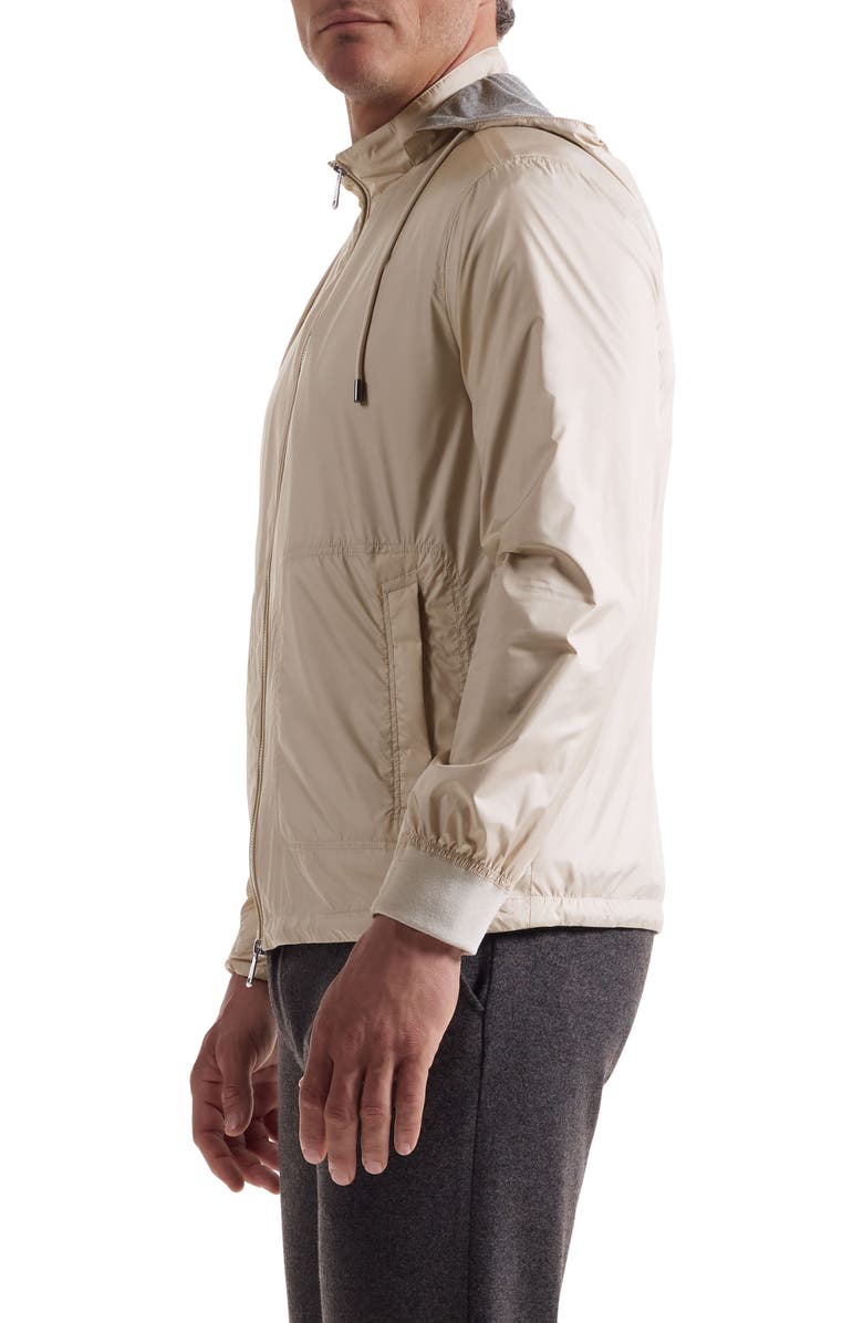 Bugatchi Water Repellent Windbreaker with Removable Drawstring Hood, Alternate, color, Limestone